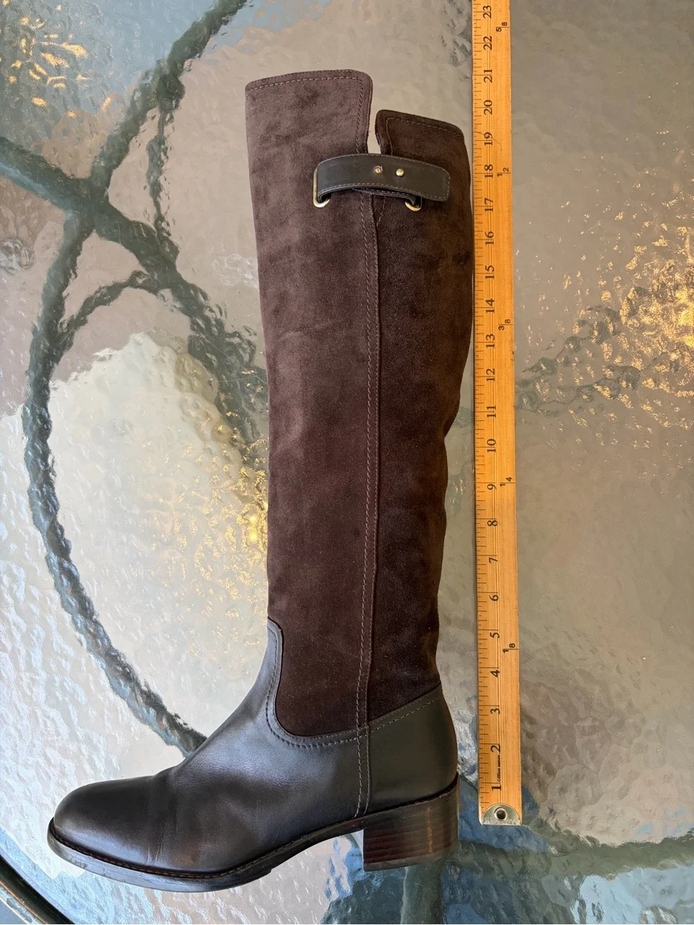 Joan & David brown suede and leather riding boots women's size 6 1/2M Preowned